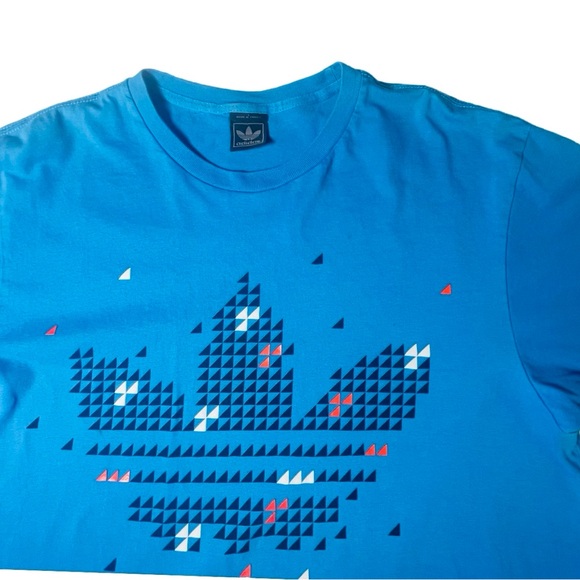 Adidas Originals Three Stripes Triangle Pixel Tee Sz Lg Trefoil Classics VTG 09 - Picture 7 of 12